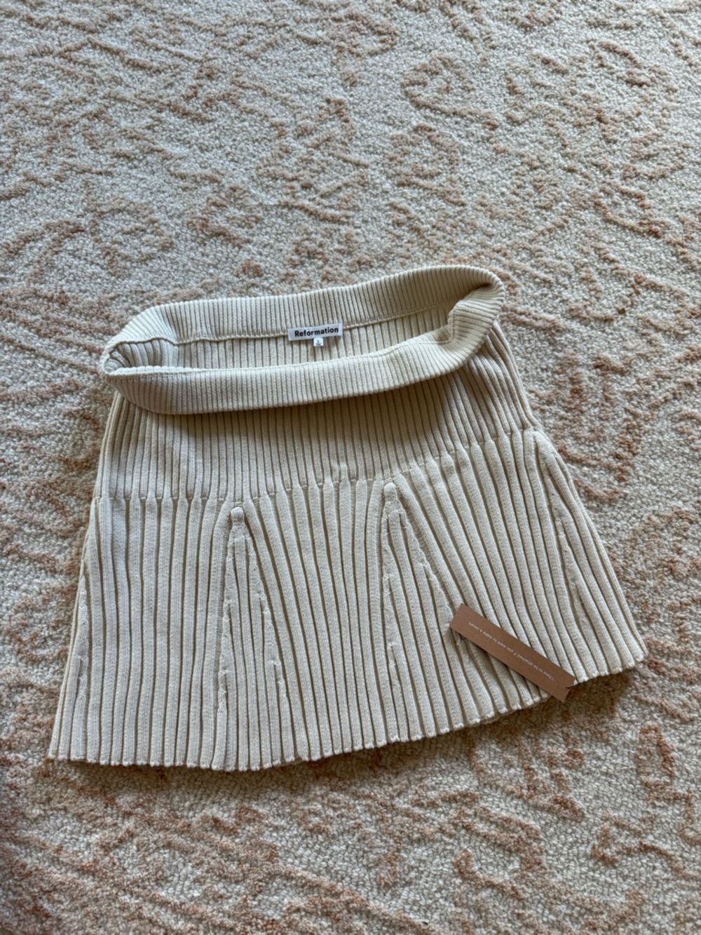 Reformation Cream Ribbed Knit Mini Skirt - Picture 4 of 4
